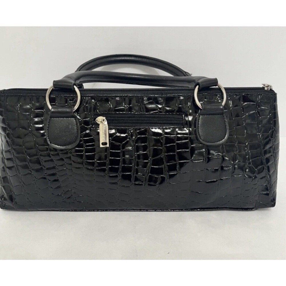 Primeware Insulated Wine or Food Tote Purse Black Bag with Handles Silvertone